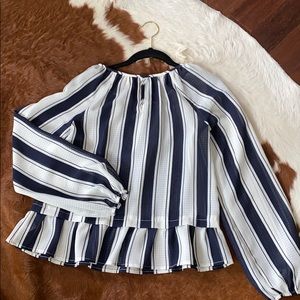 Navy Blue Vertical Stripe Breezy Blouse